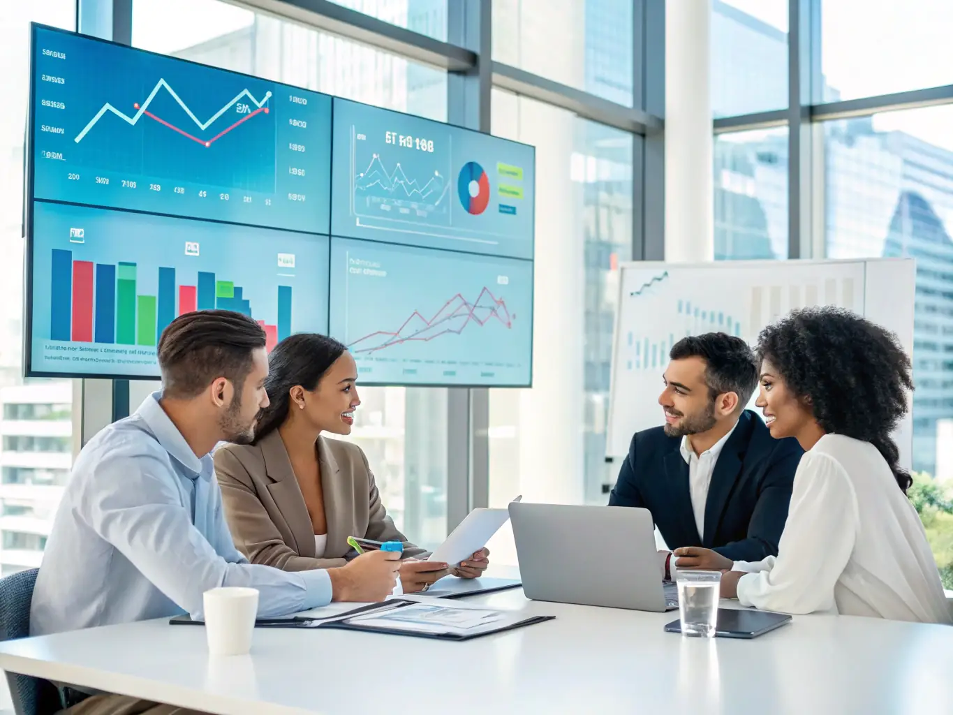 An image depicting a team of financial analysts and blockchain experts collaborating in a modern office setting, emphasizing the firm's commitment to research and expertise.