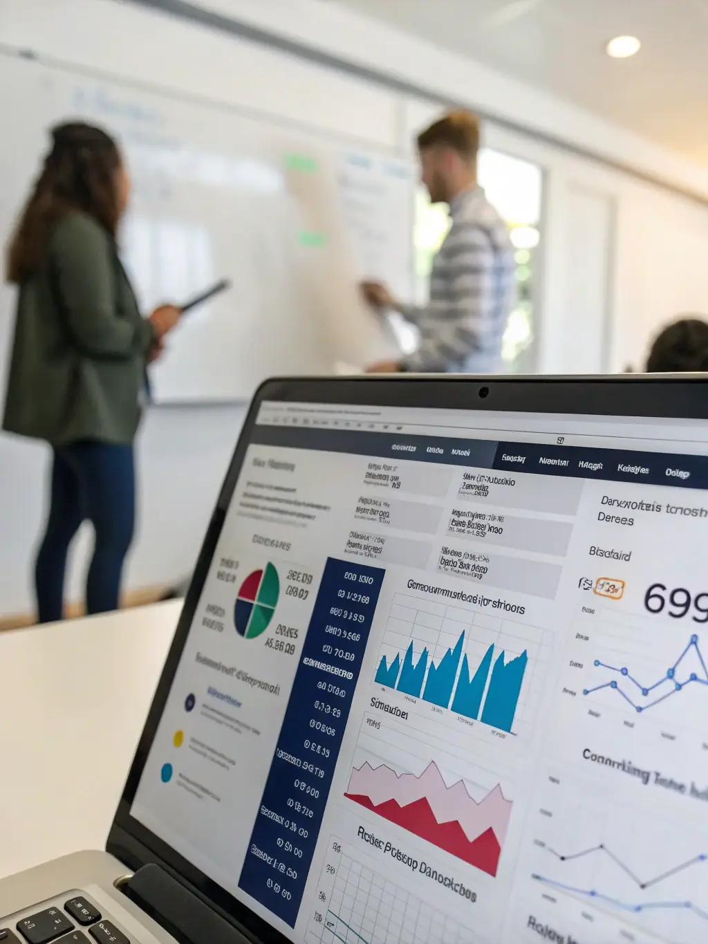 A dynamic graphic illustrating AI content automation, showing text being generated and optimized for various marketing channels.