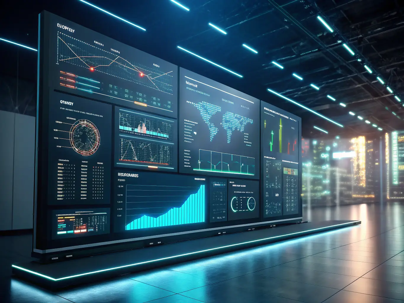 An image depicting automated content creation, with AI generating text and visuals for various marketing channels.